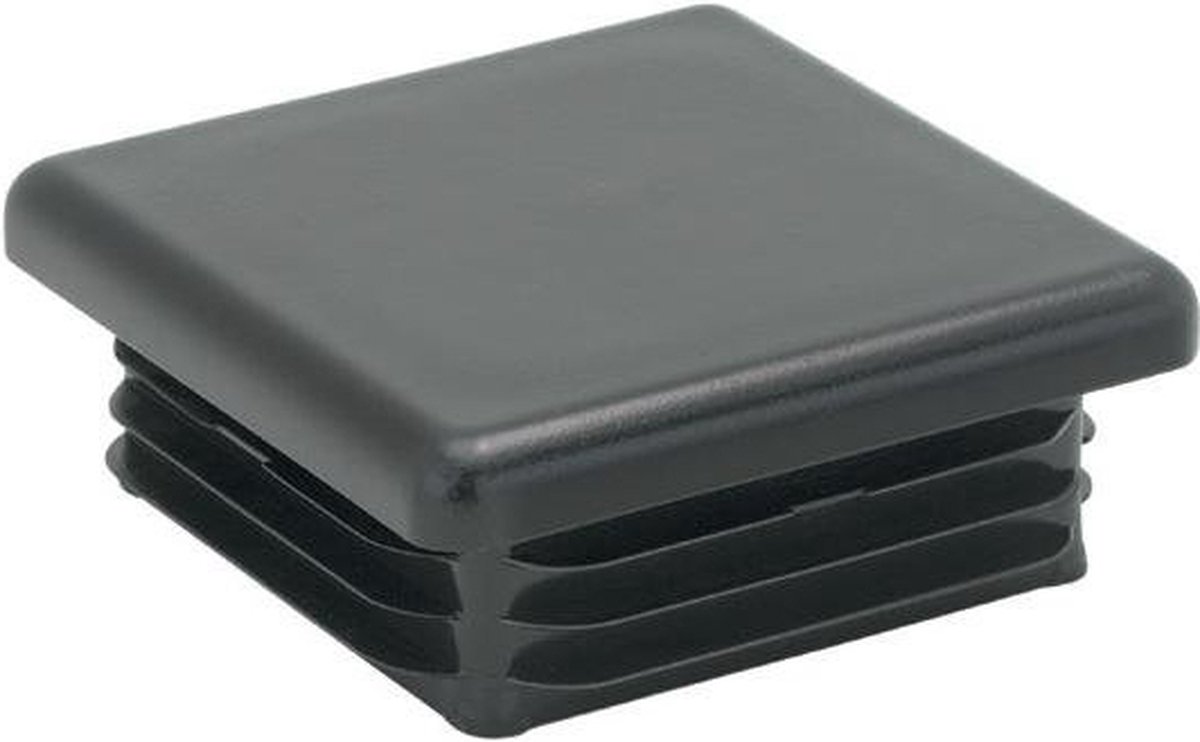 FLE - Inslagdop/meubeldop zwart vierkant 4 bij 4 cm en hoogte 0,4 cm van kunststof - 4 stuks