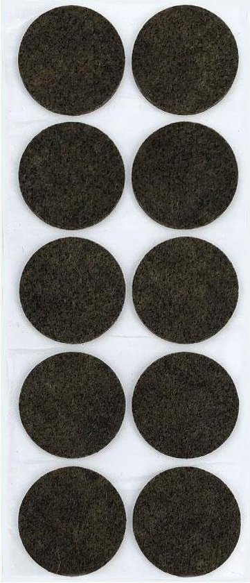 Bruine viltschijf rond diameter 4,5 cm (10 stuks)