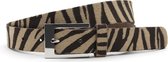 A-zone - Dames riem zebra donkerbruin/beige 3 cm breed - Beige / Donker Bruin - Casual - Echt Leer - Taille: 100cm - Totale lengte riem: 115cm