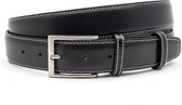 JV Belts Heren broek riem zwart - heren riem - 3.5 cm breed - Zwart - Echt Leer - Taille: 115cm - Totale lengte riem: 130cm