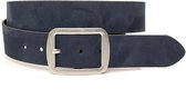 Thimbly Belts Dames riem blauw nubuck - dames riem - 4 cm breed - Blauw - Echt Leer/Nubuck - Taille: 95cm - Totale lengte riem: 110cm