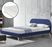 Tweepersoonsbed Elvas met matras stof 160x200 cm blauw