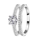 Zilveren ring 2delig met zirkonia