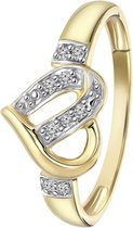 Lucardi Ringen  - Geelgouden ring hart met 9 diamanten