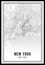 Punt. Poster - City Map New York - 59.4 X 42 Cm - Zwart En Wit