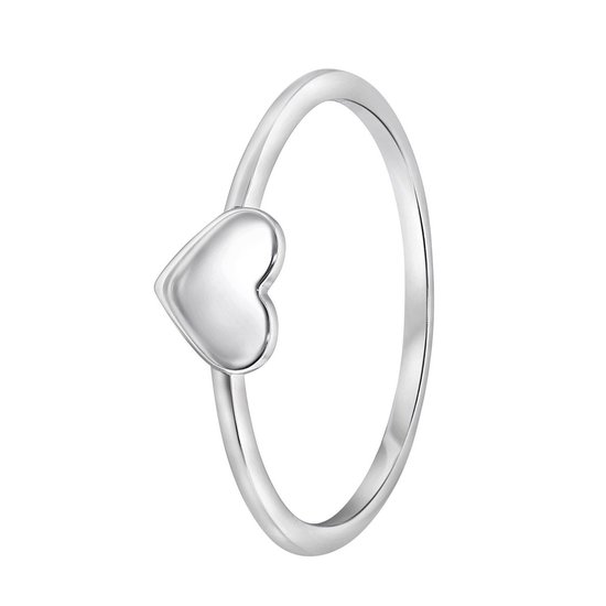 Lucardi – Dames Ring rhodiumplated hart – Ring – Cadeau – Echt Zilver – Zilverkleurig