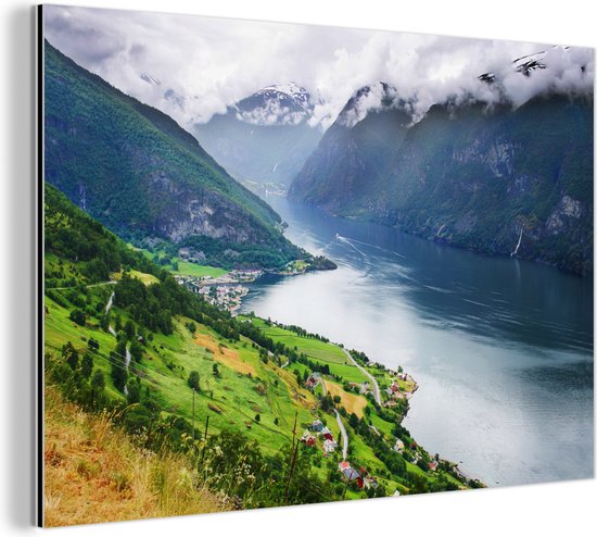 Aurlands Fjord Noorwegen foto Aluminium 60x40 cm - Foto print op Aluminium (metaal wanddecoratie)