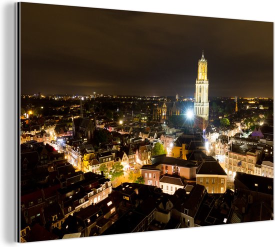 Wanddecoratie Metaal - Aluminium Schilderij Industrieel - Utrecht - Licht - Dom - 60x40 cm - Dibond - Foto op aluminium - Industriële muurdecoratie - Voor de woonkamer/slaapkamer