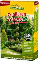 ECOstyle Coniferen & Taxus-AZ Organische Tuinmest - Sterke & Diepgroene Coniferen - 120 dagen Voeding - Gezonde & Groenblijvende Heesters - voor 50 Planten - 1,6 KG