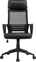 Bureaustoel van kunstleer, bureaustoel met hoofdsteun, armleuning en netrugleuning, ergonomische managersstoel, 360 graden draaibaar, in hoogte verstelbaar mobiel