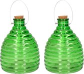 Set van 2x stuks wespenvanger/wespenval groen van glas 21 cm - Insectenvangers/insectenvallen