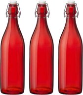 Cuisine Elegance set de 6 x pièces de bouteilles de conservation, bouchon à pince rouge verre de 1 litre