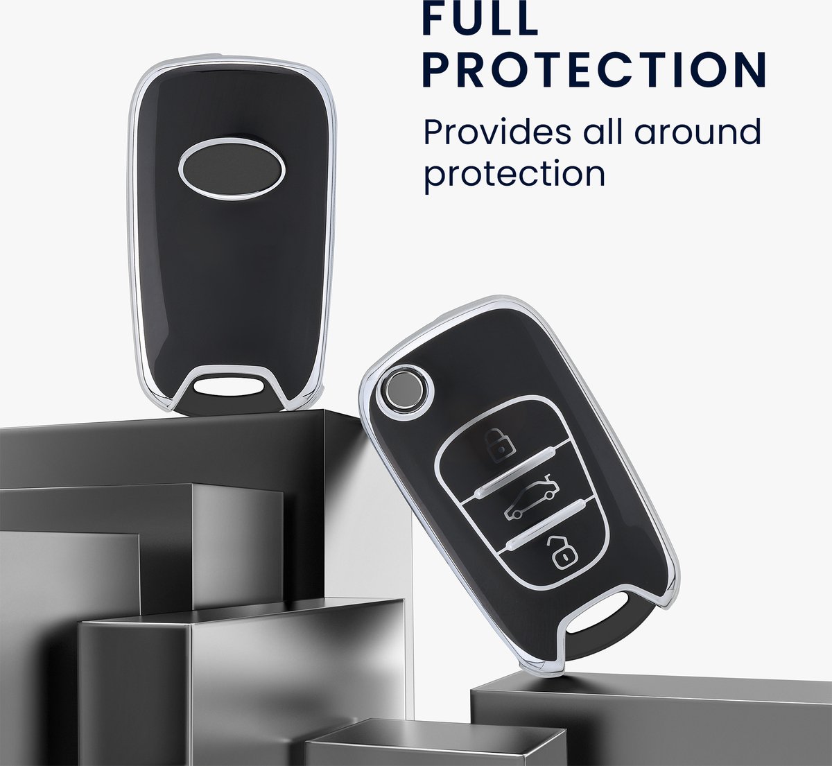 Kwmobile Autosleutel Hoesje Geschikt Voor Hyundai 3 Knops Inklapbare Hoes Tpu Behuizing Beschermende Auto Sleutel Case Sleuteletui In Zwart 2855262452