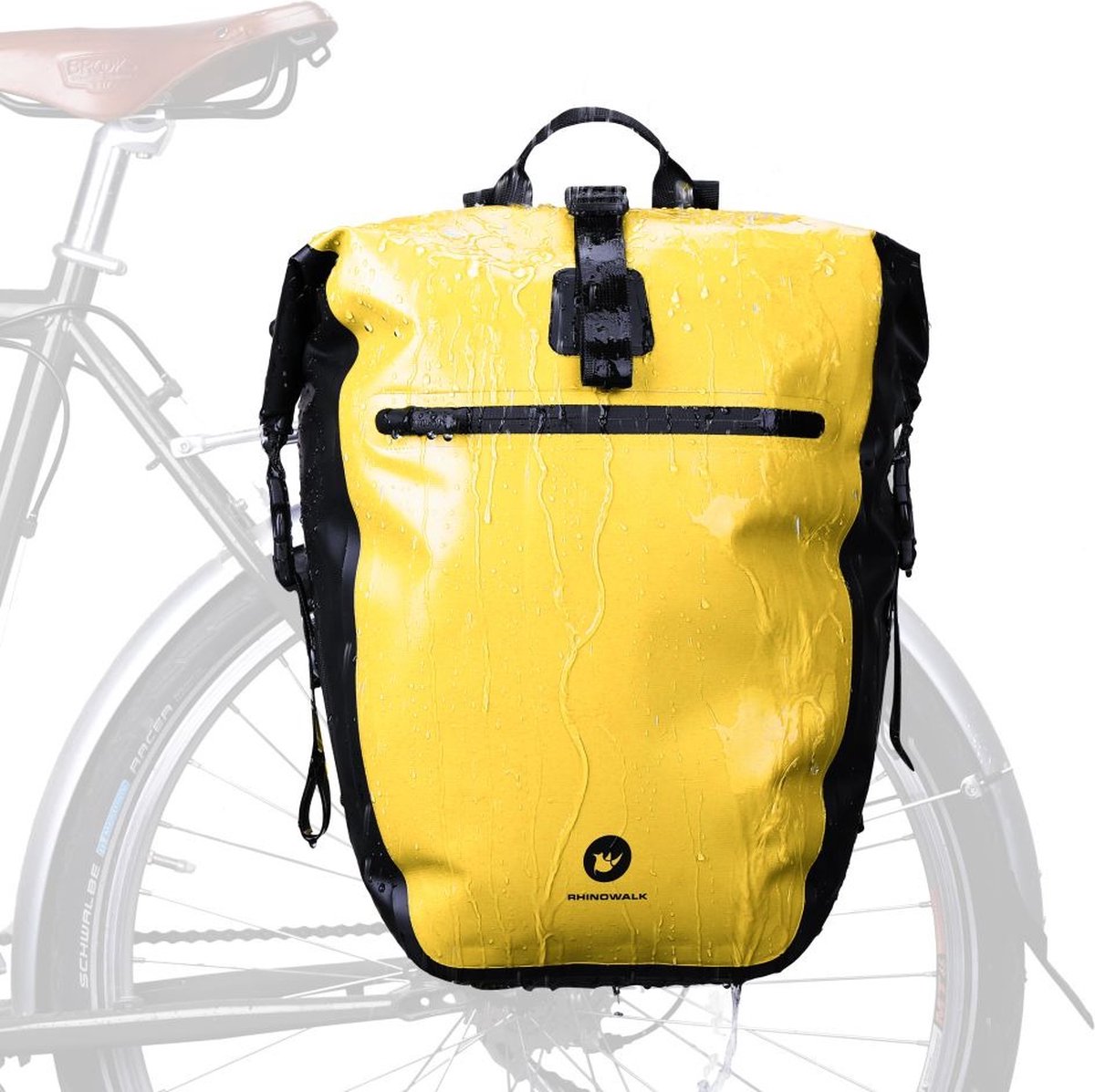 Fietstas - Rugzak - Rolltop - Schoudertas - Schooltas - Geel - Volledig Waterdicht 27L