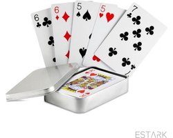 ESTARK® Luxe Speelkaarten in Metal BOX - Plastic Coating - Poker Kaarten - kaartspel - Spelkaarten - Spel Kaart - 56 Kaarten - Gezelschapsspel - Spelen - Playing Cards - In Blik