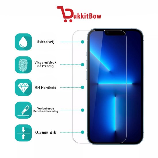 BukkitBow - Protecteur d'écran pour iPhone 14 Pro - Protecteur d'écran - Verre de protection pour iPhone - 2 pièces