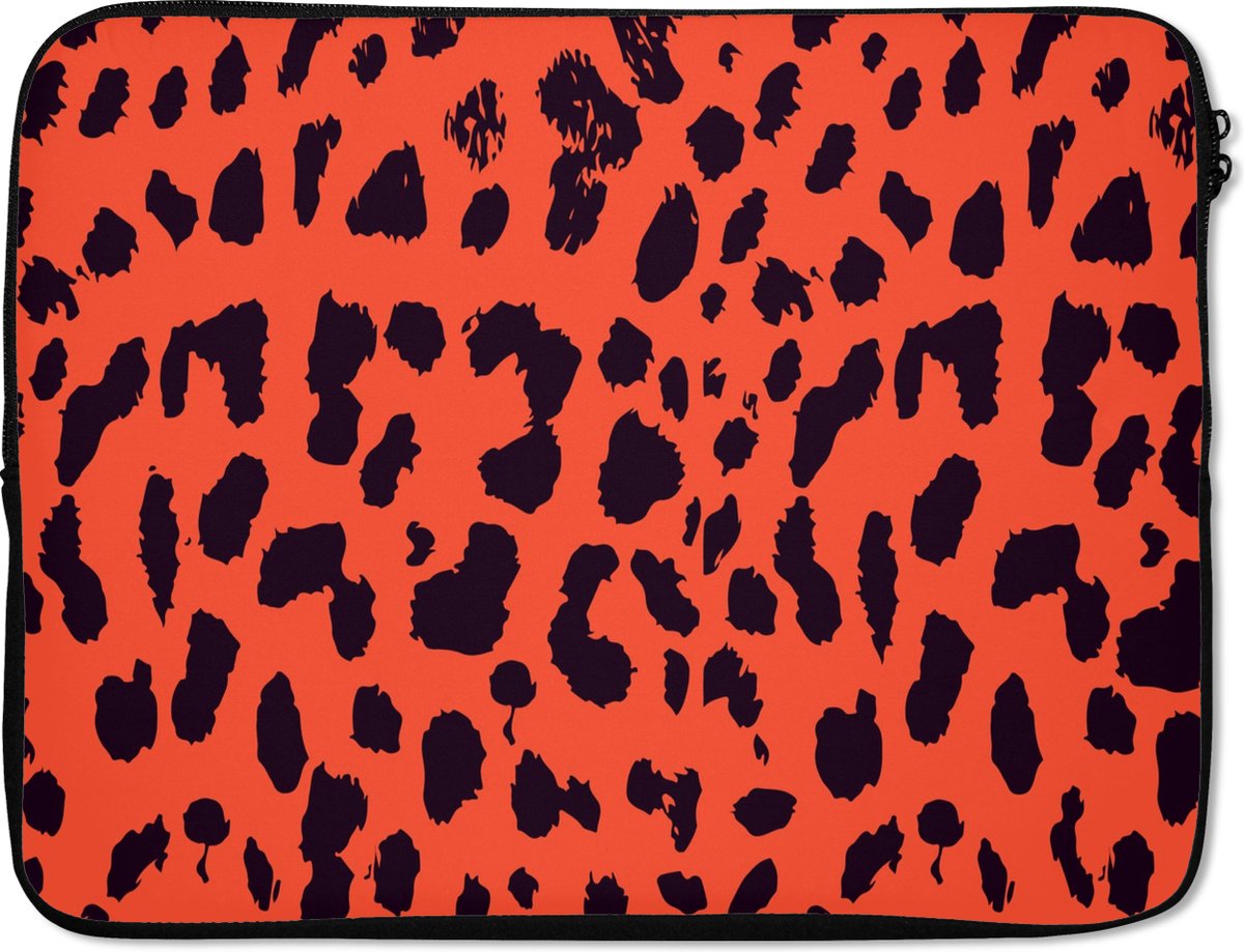 Laptophoes - Panterprint - Rood - Neon - Dieren - Patroon - Laptop hoes - Laptop sleeve - Laptop - 17 Inch