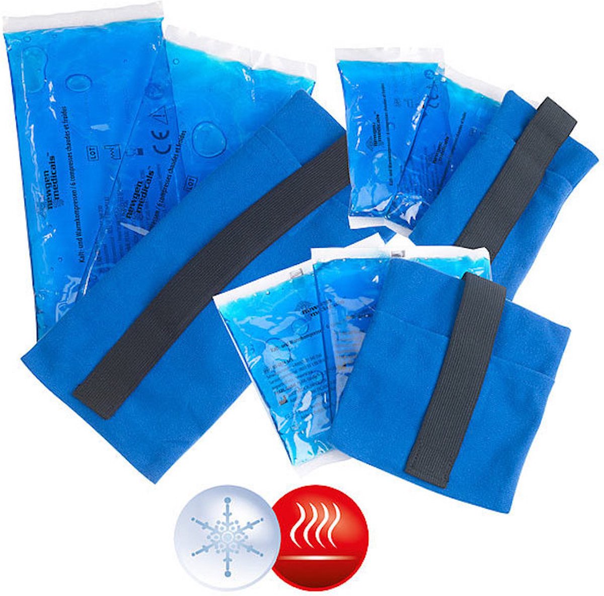 Goedkoopste NewGen Medicals | Cold / Hot Pack – 9-delig | 3 Verschillende Afmetingen Packs Inclusief Strap Met Klittenbandsluiting