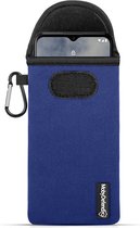 Hoesje voor Nokia G60 - MobyDefend Neopreen Pouch Met Karabijnhaak - Insteekhoesje - Riemlus Hoesje - Blauw - GSM Hoesje - Telefoonhoesje Geschikt Voor Nokia G60