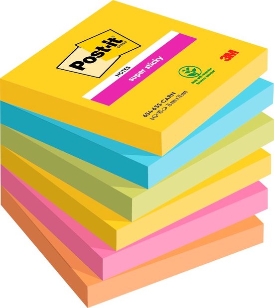 POST-IT Bloc 45 Feuilles Notes Repositionnables Super Sticky Meeting Notes  Grand Rectangle Assortis Vifs, 200 x 149 mm, Lot de 4 - Post it, notes  repositionnables