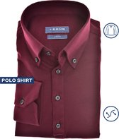 Chemise slim fit Ledub - tissage tricot - rouge foncé - Repassage facile - Taille de col : 40