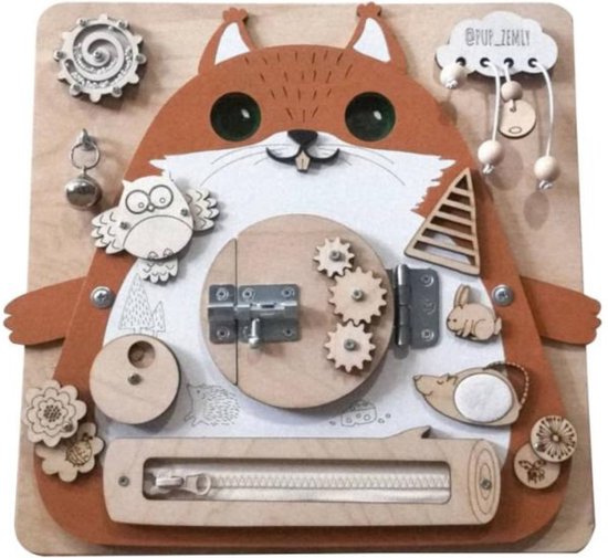 Thumbnail van een extra afbeelding van het spel Magnificos - montessori speelgoed - activiteiten kubus - activiteiten tafel - busy board - activiteitenbord - eekhoorn