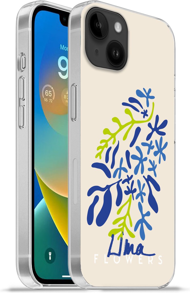 Telefoonhoesje Geschikt voor Apple Iphone 14 Plus hoesje - Bloem - Bladeren - Lima - Siliconen Telefoonhoesje Telefoonhoesje