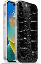 Geschikt voorApple Iphone 14 Pro Max hoesje - Dierenprint - Krokodillen - Leer - Siliconen Telefoonhoesje