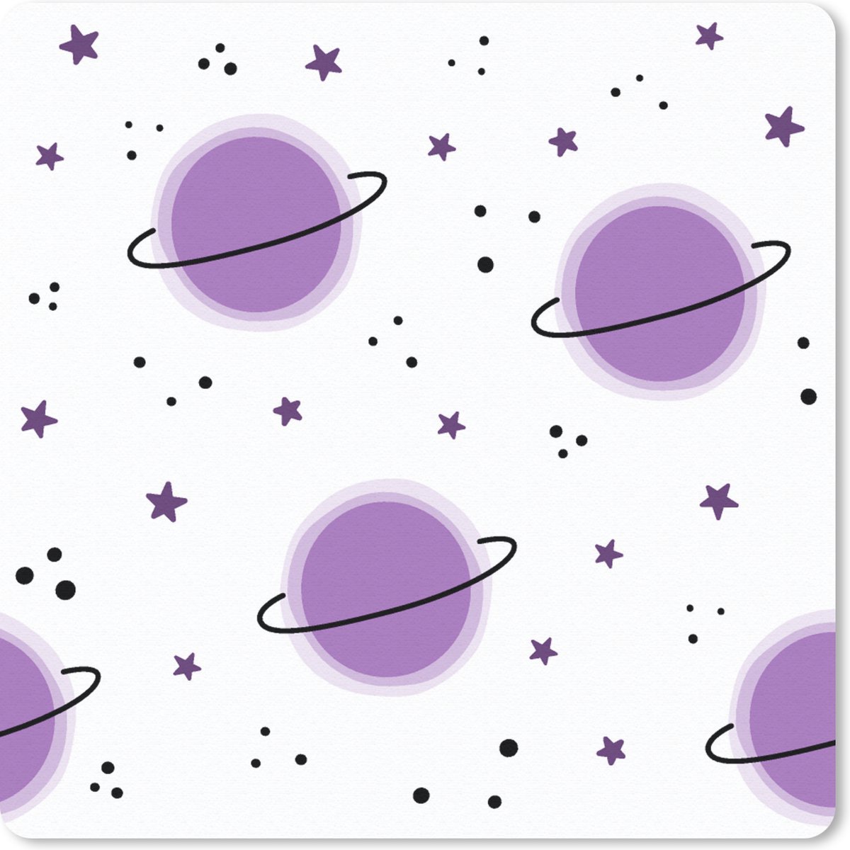 Muismat 30x30 cm - Mousepad Space - Planeten - Sterren - Ruimtevaart - Patroon - Muismatten