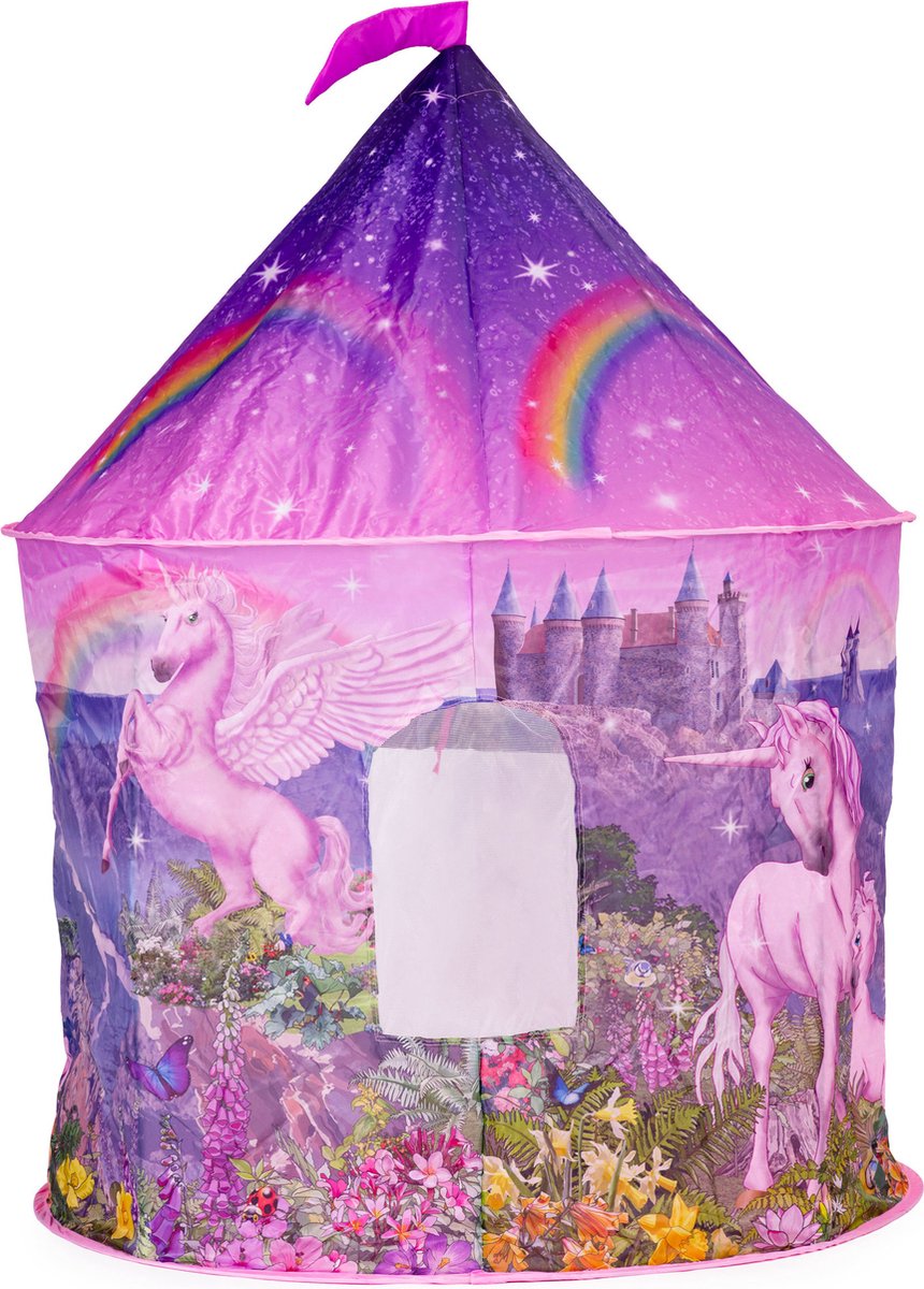 Unicorn tente pour les filles à l'intérieur du château de