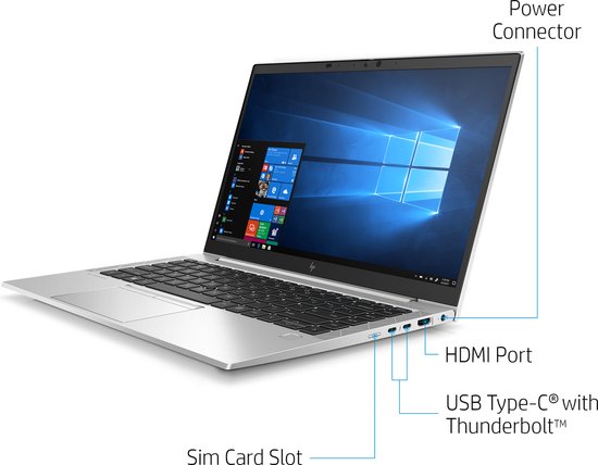 HP EliteBook 840 G7 Intel® Core™ i7 i7-10510U Laptop 35,6 cm (14") Full HD 8 GB DDR4-SDRAM 256 GB SSD Wi-Fi 6 (802.11ax) Windows 10 Pro Zilver - HP - Hoofdafbeelding