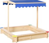 Zandbak - Speelgoed - Zand - Naturel , blauw - 120L x 120Wx 120H cm