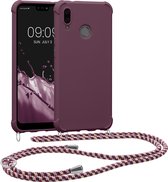 kwmobile telefoonhoesjegeschikt voor Huawei P20 Lite - Hoesje van siliconen met telefoonkoord - In bordeaux-violet