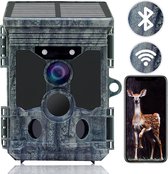 Pexily Wildcamera met Nachtzicht en Wifi - 30MP 4K HD - Bewakingscamera - Zonnepanneel - met App - Incl. 4 Batterijen + Boomriem + Hangslot