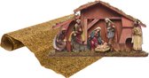 Complete kerststal inclusief 8 beelden en ondergrond 40 cm - Kerststallen