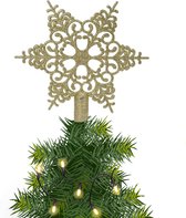 Kerstster/kerstboom piek/topper open - goud - H19 cm - glitter - Kerstversiering