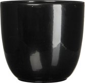 Cache-pot/pot de fleur pour l'intérieur noir brillant H23 x D25 cm pour l'intérieur