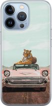 Hoesje geschikt voor iPhone 13 Pro - Chill tijger - Soft Case - TPU - Print - Blauw - ELLECHIQ