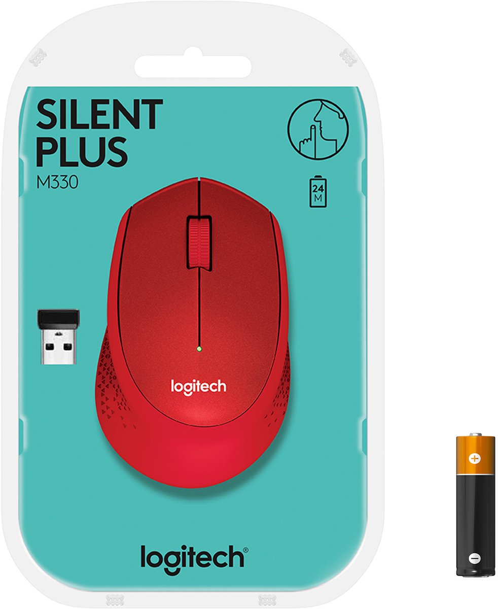Logitech M330 Silent Draadloze Muis Rood