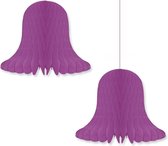 4x Cloches de décoration Violet violette/Lanternes cloches de Noël 20 cm - décorations de fête/Décorations de Noël