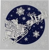 1x stuks velletjes kerst dubbelzijdige glitter raamstickers kerstman slee 31 cm - Raamversiering/raamdecoratie stickers kerstversiering
