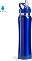 Drinkfles/waterfles 800 ml blauw van RVS - Sport bidon
