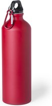 Aluminium waterfles/drinkfles rood met schroefdop en karabijnhaak 800 ml - Sportfles - Bidon