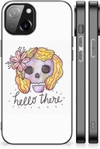 GSM Hoesje Geschikt voor Apple iPhone 14 Siliconen Hoesje met Zwarte rand Boho Skull