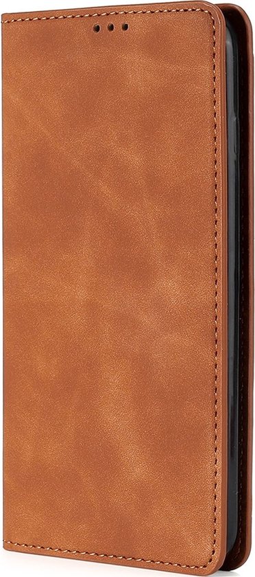 Étui Vivo X80 Pro - Mobigear - Série Retro Slim - Bookcase en similicuir - Marron - Étui adapté pour Vivo X80 Pro