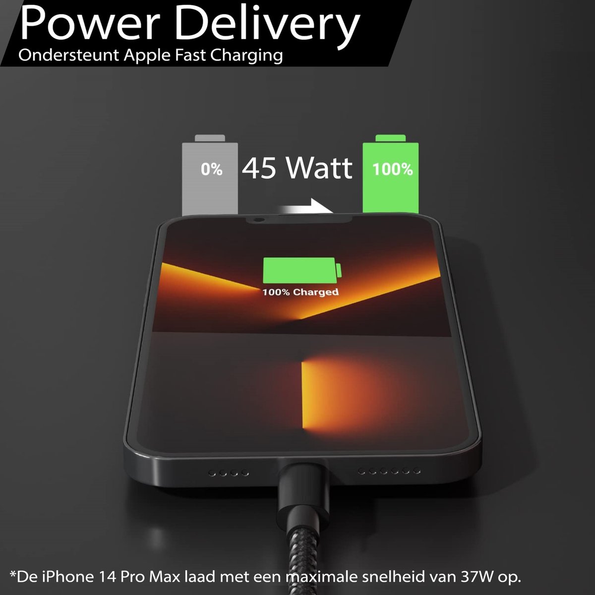 General - Chargeur Apple 14 13 12 11 Chargeur rapide Câble de charge rapide  de 0,9 m de long avec bloc de chargeur USB C 20 W pour iPhone 14/14 Pro/14  Pro