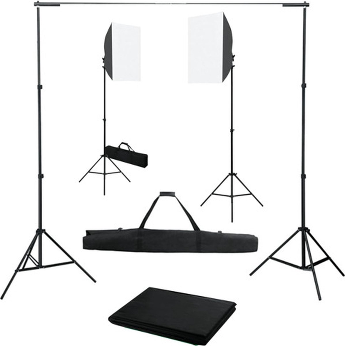 vidaXL - Fotostudioset - met - softboxlampen - en - achtergrond