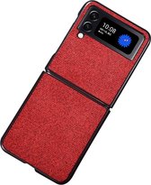 Lunso - Geschikt voor Samsung Galaxy Z Flip4 - Canvas cover hoes - Rood