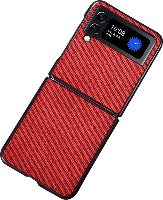 Lunso - Geschikt voor Samsung Galaxy Z Flip4 - Canvas cover hoes - Rood