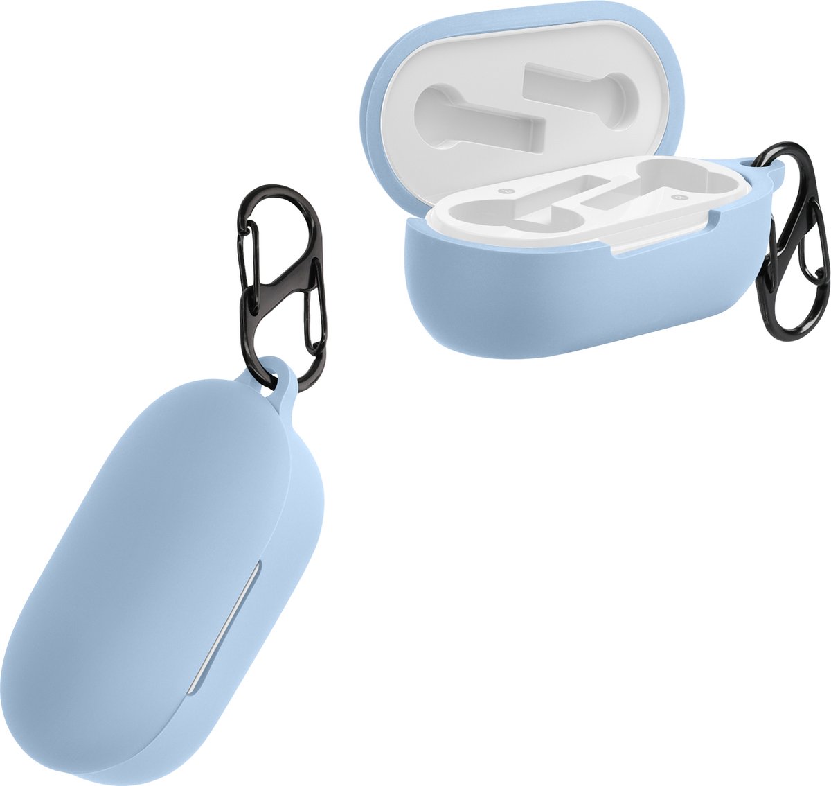 kwmobile cover voor oordopjes case - Compatibel met Oneplus Buds Z2 - Trendy beschermhoes draadloze oordopjes in lichtblauw